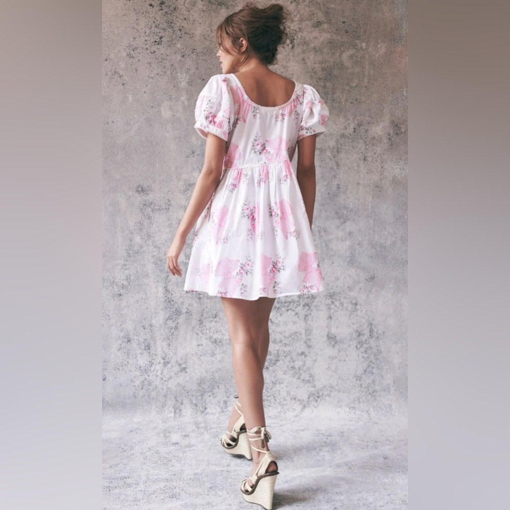 LoveShackFancy Floral Pink and White Dress - Picture 2 of 4